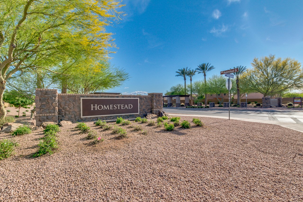 Homestead community entrance monument in Maricopa, Arizona
