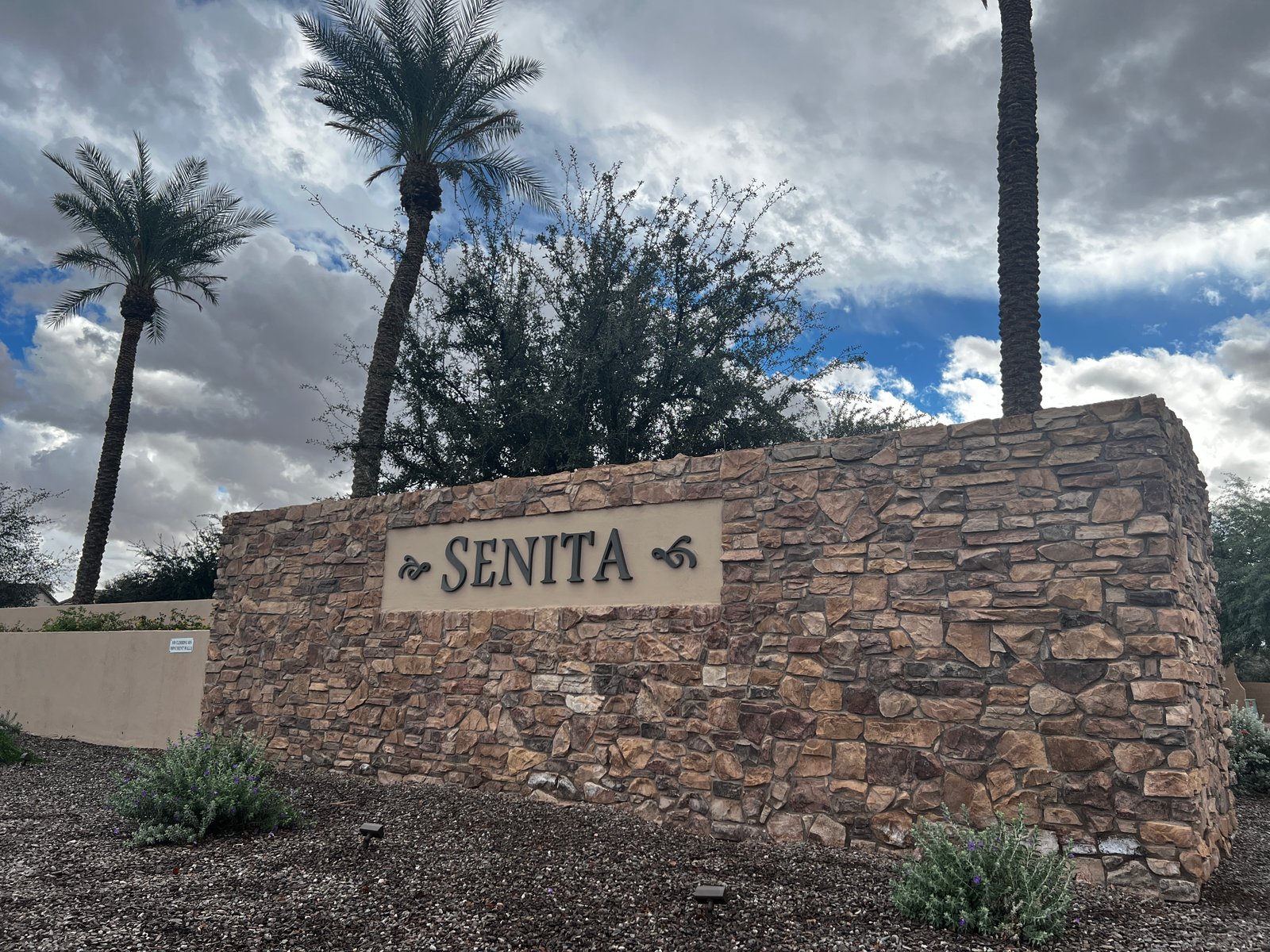 Senita community entrance monument in Maricopa, Arizona